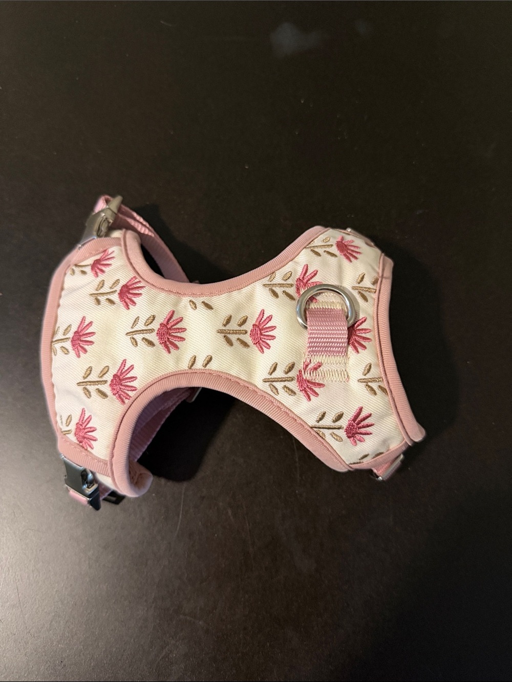 Pink Floral Pet Harness - Soft Padded Pet Harness. XXS